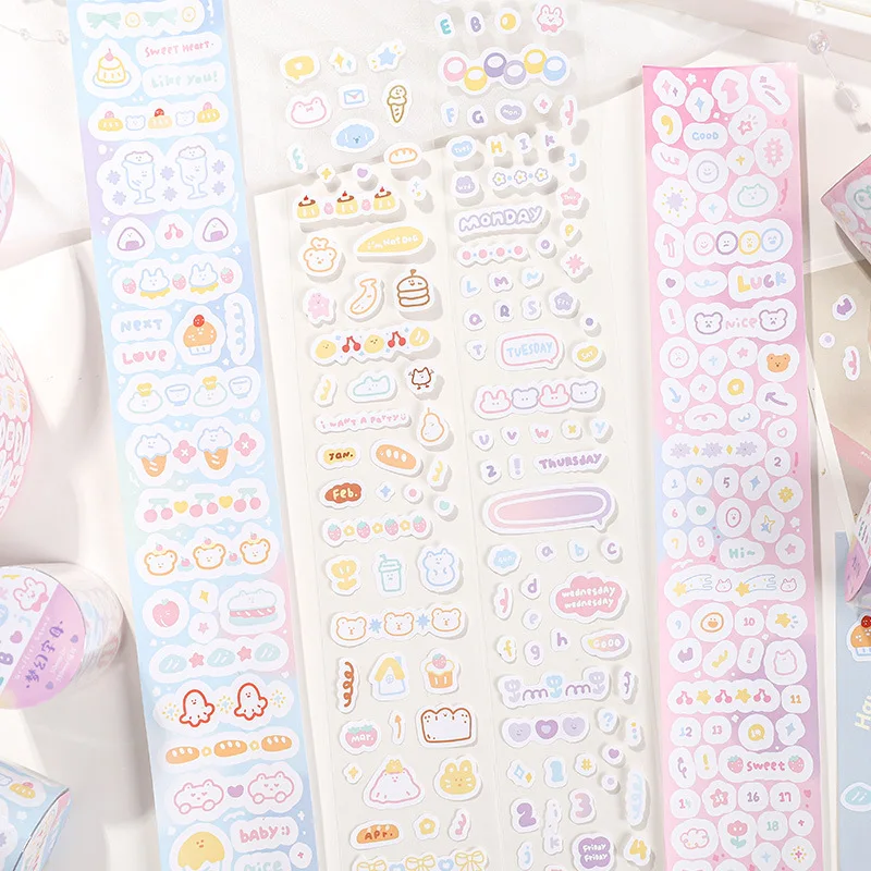 MINKYS Kawaii Graffiti 2M Cute Tape Sticker Cartoon Creative Decorative Stickers Kpop Decorative Sticker School Stationery