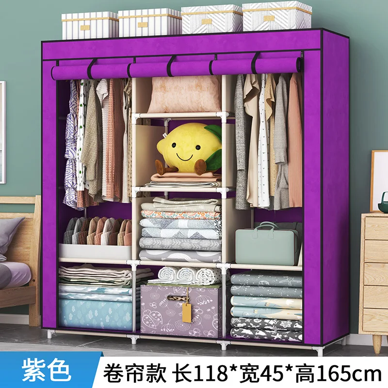 Simple Wardrobe Household Bedroom Clothes Hanger Rental Room Rental Room Dormitory Assembly Wardrobe Children\'s Simple Cloth War