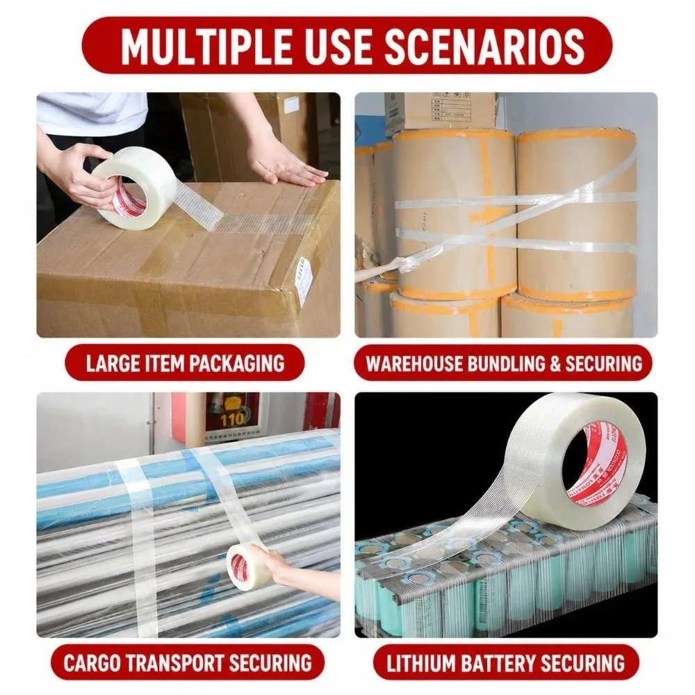 High Performance Single-sided Fiberglass Tape High Temperature Resistance Strong Adhesive Battery Pack Tape 25/50M Adhesive Tape