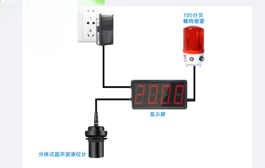 

Ultrasonic level gauge integrated sensor, water level, material level transmitter