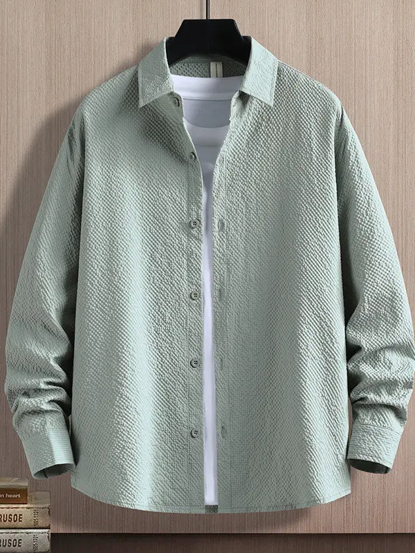 

Casual Slim Fit Long Sve irt Men's Spring Autumn Faionable Thin Sle Comfortable Breathable Anti-Deformation Polyeste...
