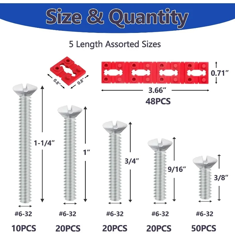 168pcs Wall Plate Screws with Outlet Spacers Kits Outlet Screws Receptacle Spacers for Switch Electrical Box