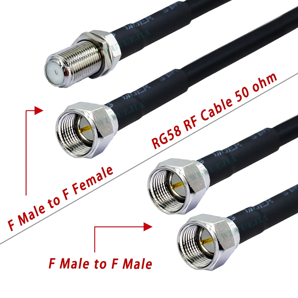 F TV Type Male to Male / Female Jack  Antenna Adapter RG58 PIgtail 50 ohm Cable RF Coaxial Extension Cord RF Pigtail Jumper