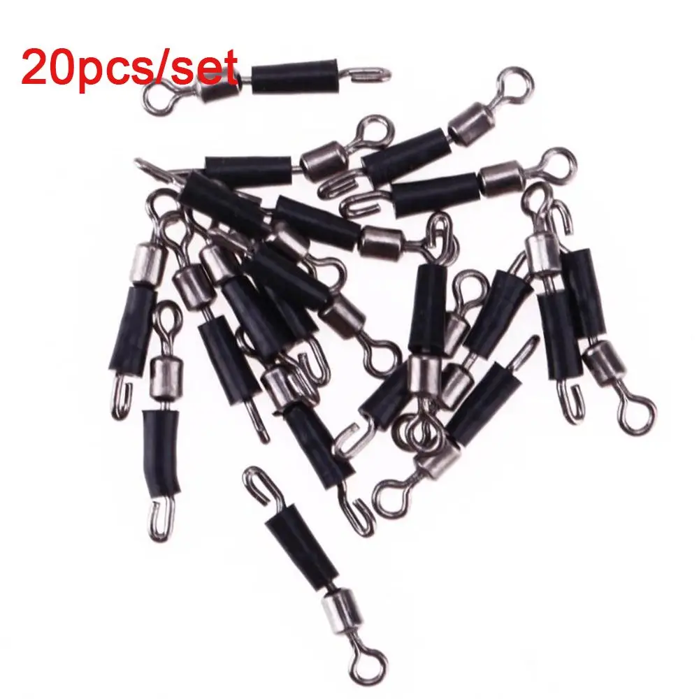 20Pcs/lot High Quality Durable Tackle Accessories Rolling Connector Fishing Swivels Snap Line clip  8 Word Ring