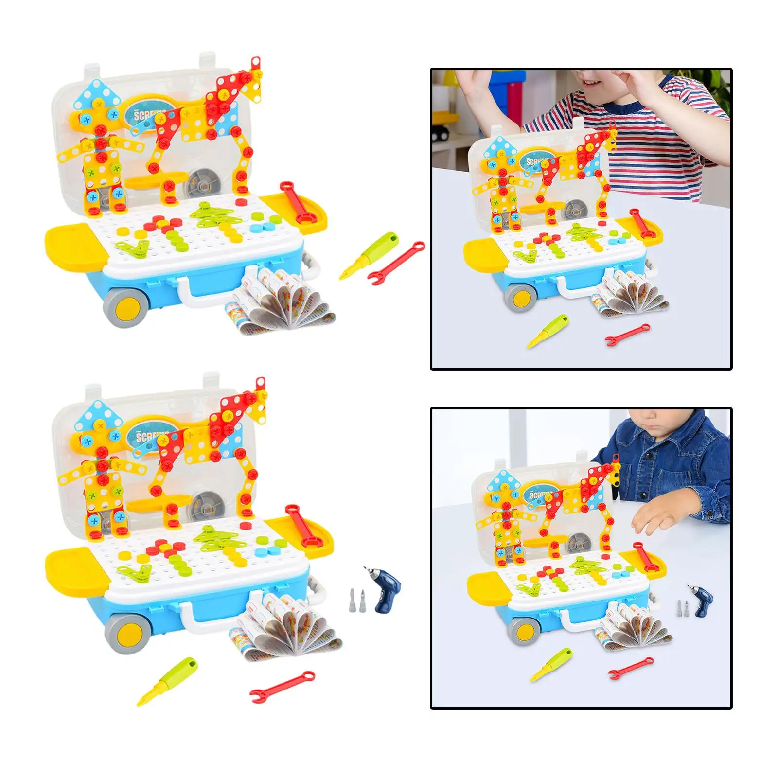 Giocattolo per dadi e bulloni per bambini Design dello sviluppo e trapano giocattolo per abilità motorie fini concentrazione di immaginazione coordinazione prescolare