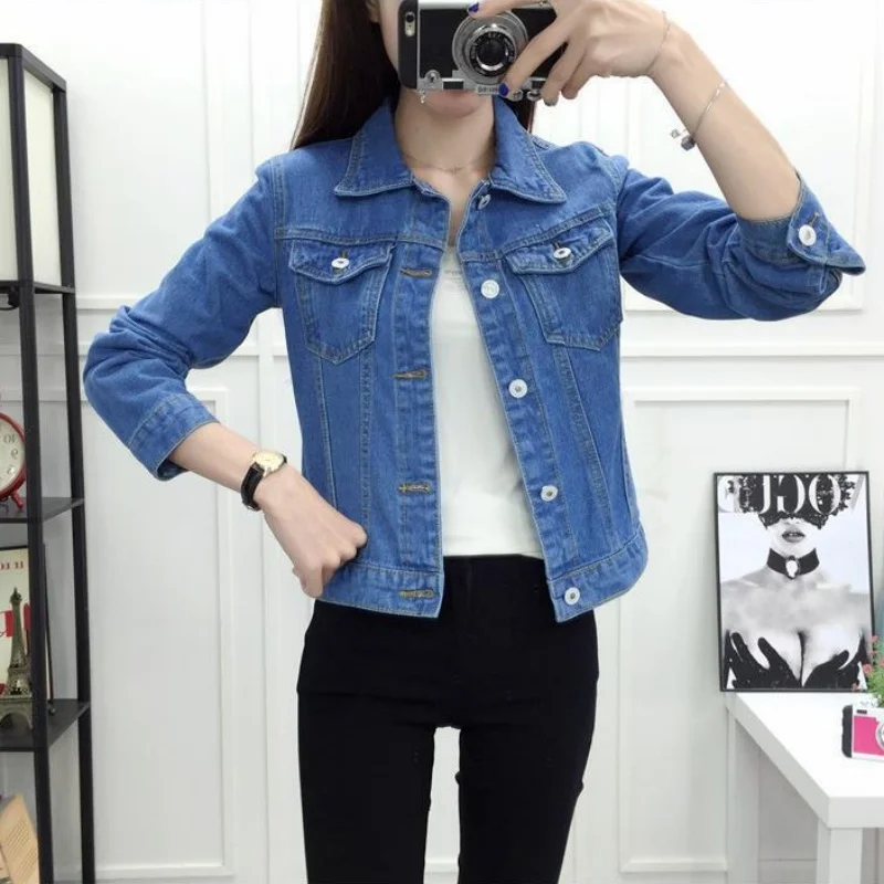 

Модная Джинсовая женская куртка, новинка зимы 2024, Женское пальто с длинным рукавом, Элегантное повседневное пальто