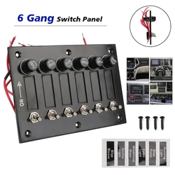 6 Gang Label Stickers for Car Marine Ship Caravan RV Car Switch Panel ON/OFF Rocker Toggle DC12/24V With Fuse Protection