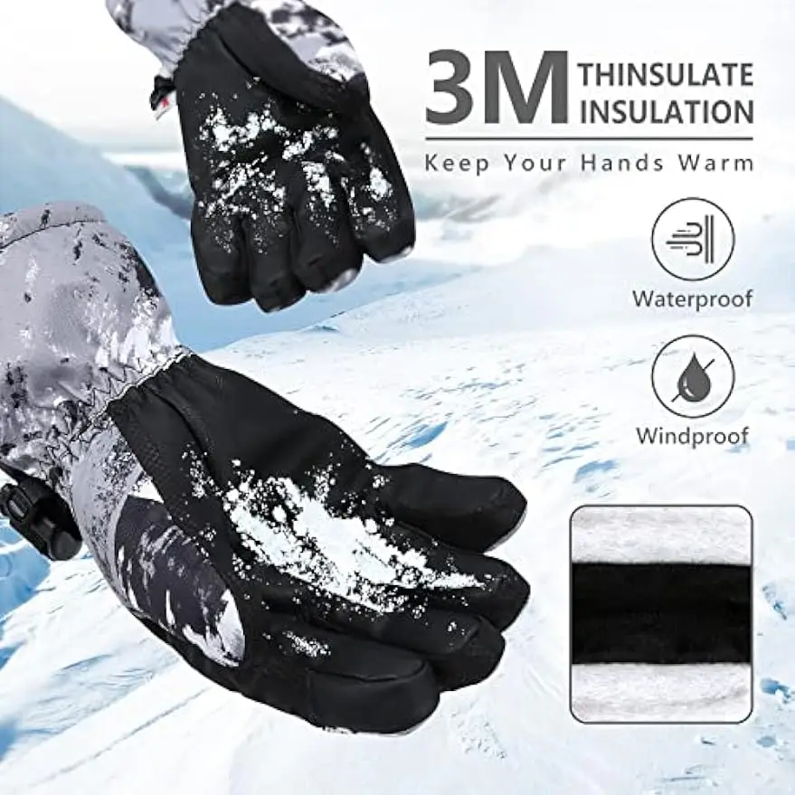 Ski Gloves, Warmest Waterproof and Breathable Snow Gloves for Cold Weather, Fits Both Men & Women,for Parent Child Outdoor