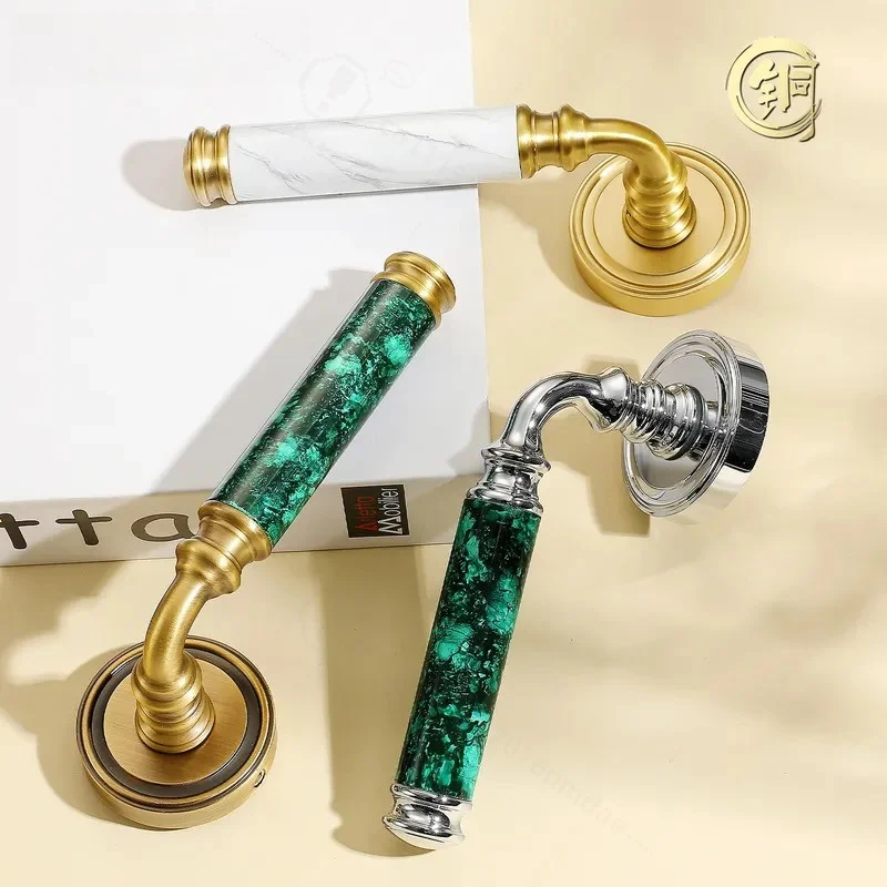 French Retro Split Door Lock with Wood Handle Light Luxury Indoor Bedroom Office Meeting Room Universal Hardware