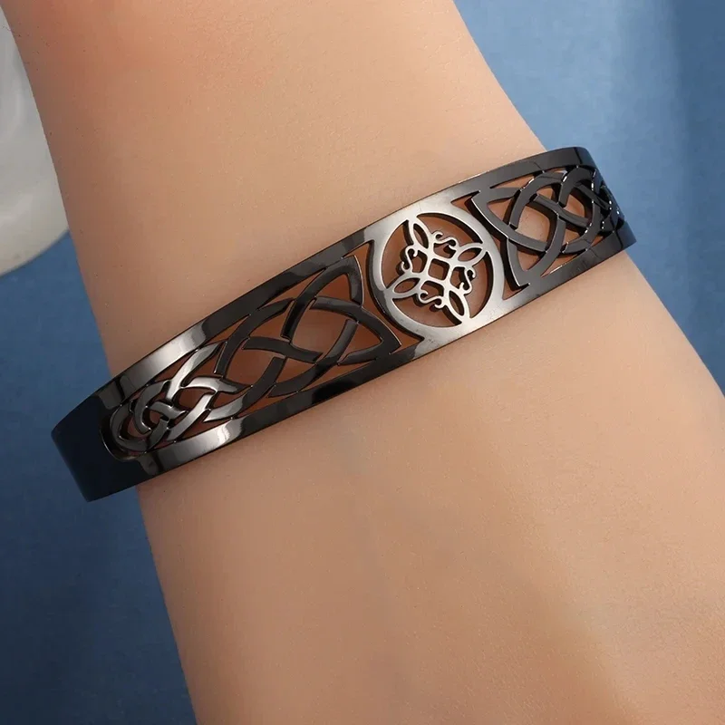 Stainless Steel Witchcraft Witch Knot Open Adjustable Bracelet for Men and Women Retro Ethnic Style Supernatural Lucky Jewelry