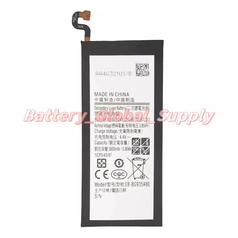 

For EB-BG935ABE S7 Edge G935F W8 G9350 Battery 3.85V 3600mAh 1PCS-