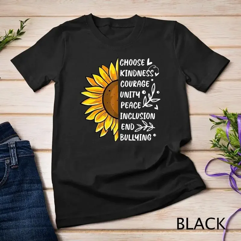 Unity Day Orange Kids 2024 T-shirt anti-pression scolaire en forme de tournesol, t-shirt unisexe