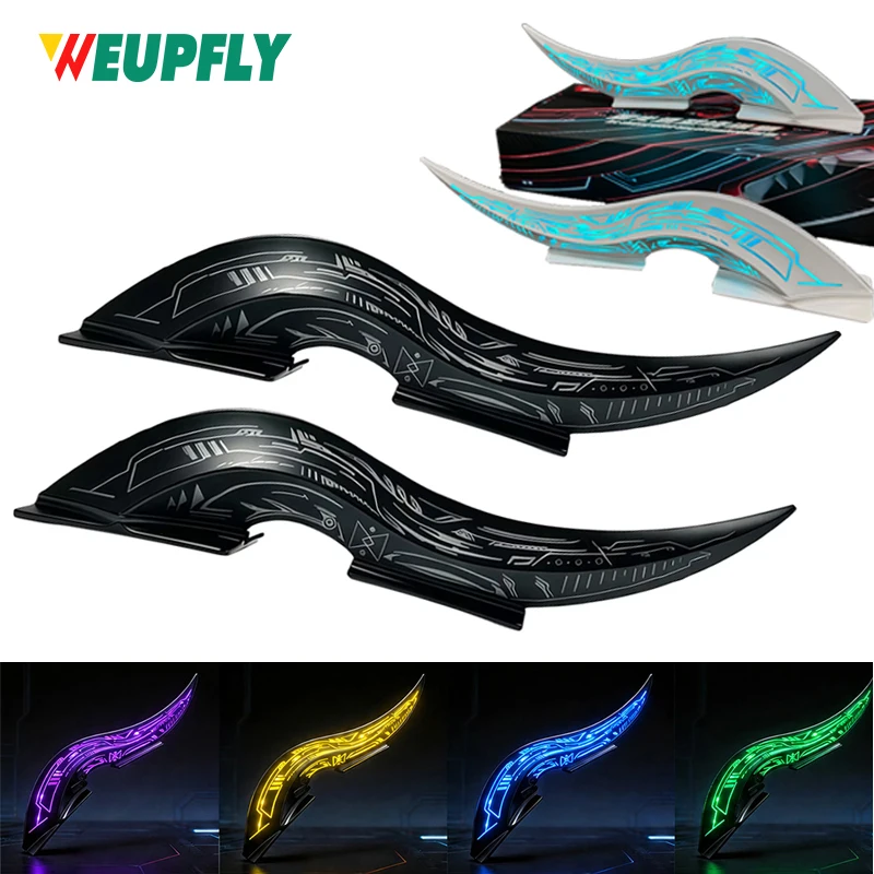 1Pair 32 LED Light Modes Dragon Horn Car Roof Fins, Touch Dimmable Waterproof Auto Decoration, Universal Car Exterior Accessory