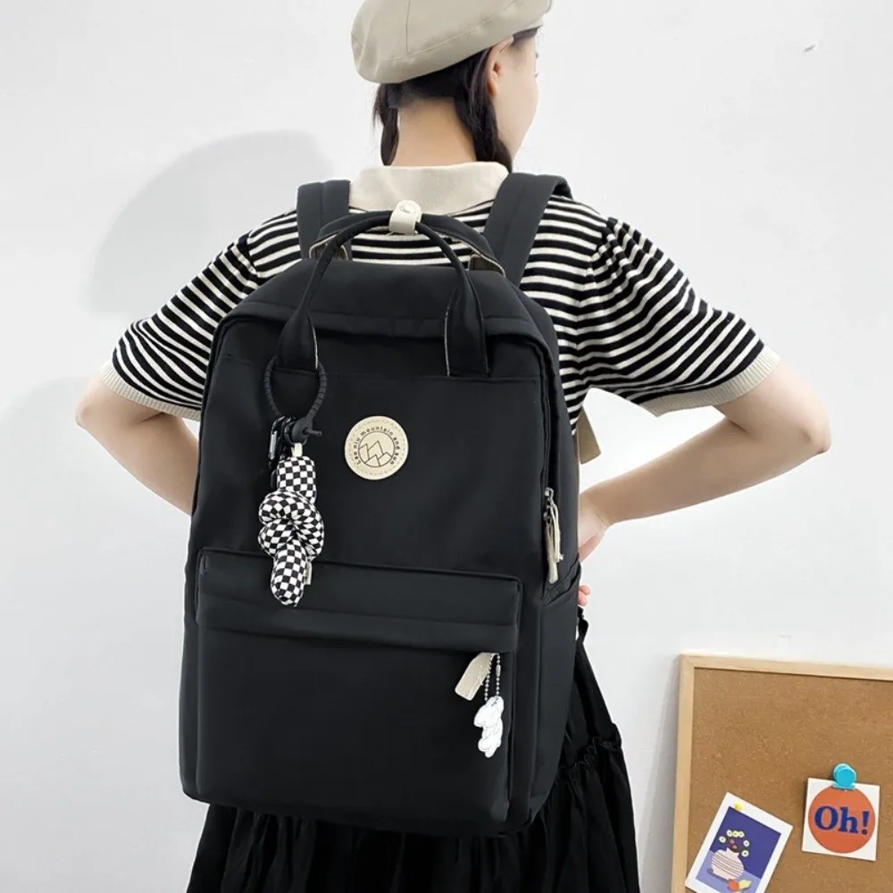 Fashion Waterproof Women Backpack Large Capacity Solid Color School Bag Nylon Ergonomic Laptop Book Bag College Student