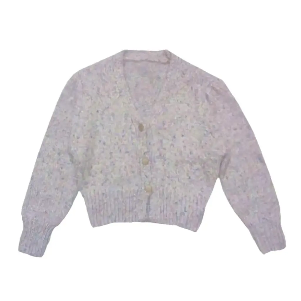 

Women's Short Knitwear V-Neck Single-Breasted Long-Sleeved Sweater Cardigan Gentle Temperament Autumn Winter Outerwear