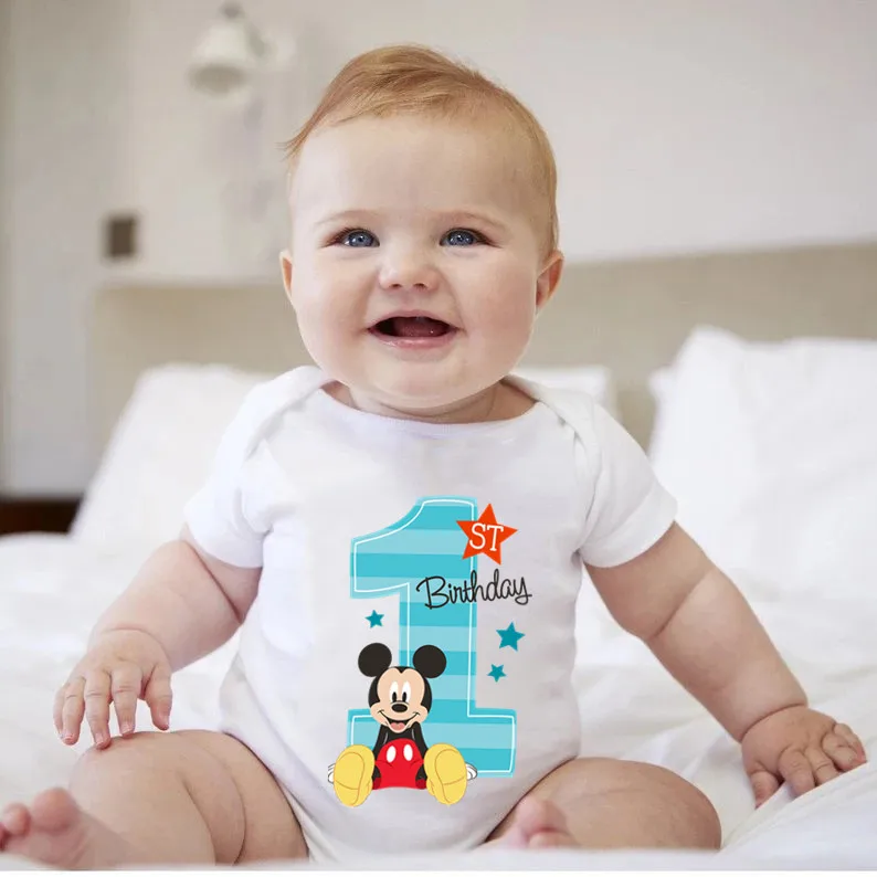 È il mio primo compleanno Mickey Baby Boy vestiti primo compleanno Vetement 100% cotone neonati ragazze Tutine tuta per bambini