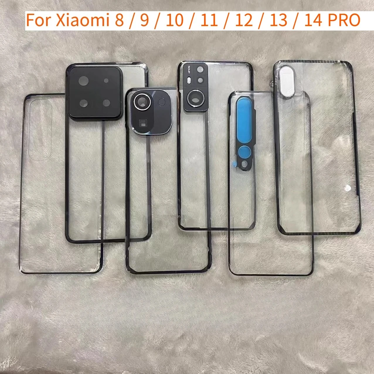 Replacement Transparent Glass Battery Back Cover With Adhesive For Xiaomi Mi 8 9 10 11 12 13 14 Pro Rear Housing Panel Repair