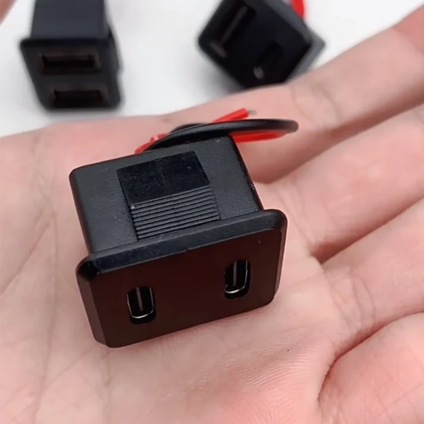 

1pc Double Layer USB Female Base Type-C Socket and Female Usb Lamp Charging Socket Power Socket With Cable Connector