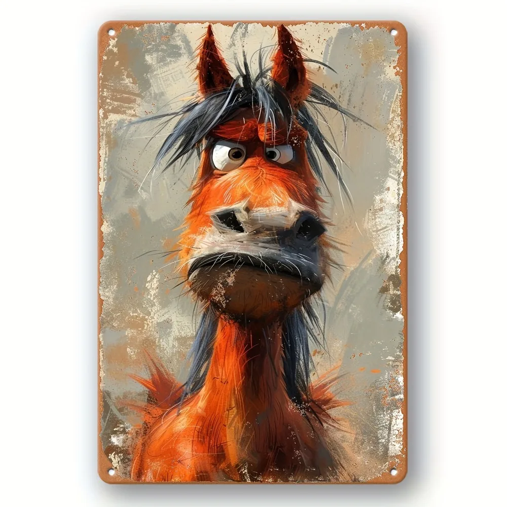 „Vintage Romantic Horse Metallschild – vorgebohrt, wetterfest |   8x12in(20x30cm) Schlafzimmer/Garten/Café/Bar/Zuhause/Männerhöhle"