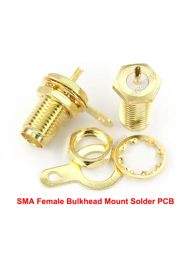 Panel Mount SMA Female Jack RF Connector Handle Solder PCB Socket Nut Bulkhead Gold Plated Radio Wifi Antenna High Quality