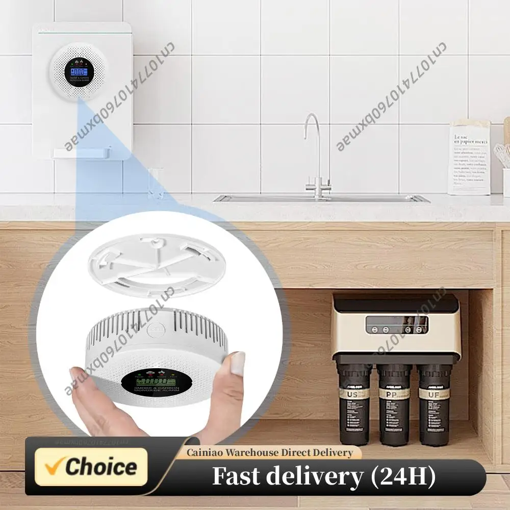 lcdディスプレイ付き煙と一酸化炭素検知器、家庭、アパート、キッチン用の電池式一酸化炭素警報器