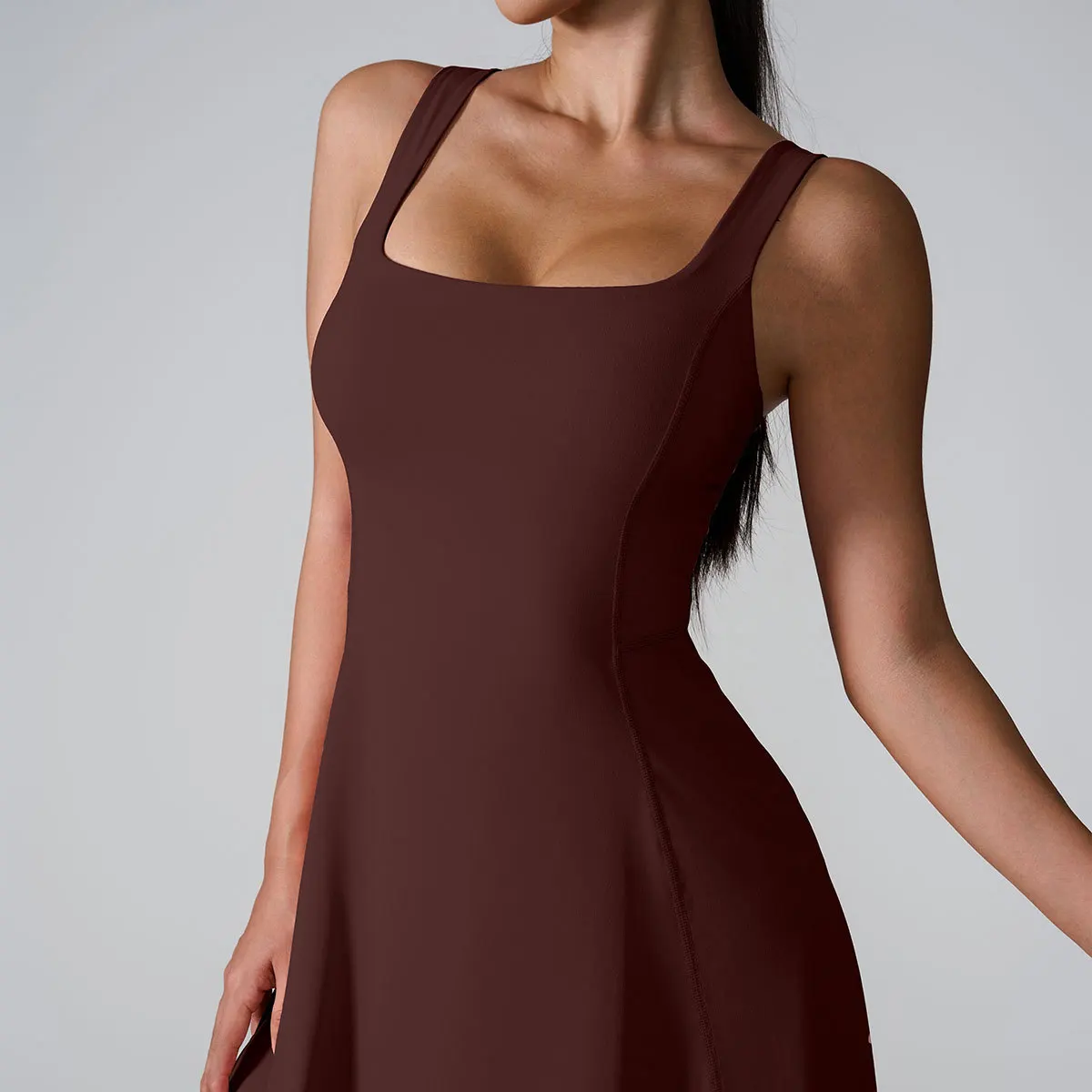 

Женское теннисное платье, цельное облегающее мягкое спортивное платье с карманами, костюм для йоги, уличный костюм без рукавов для фитнеса, бега, фитнес-платья