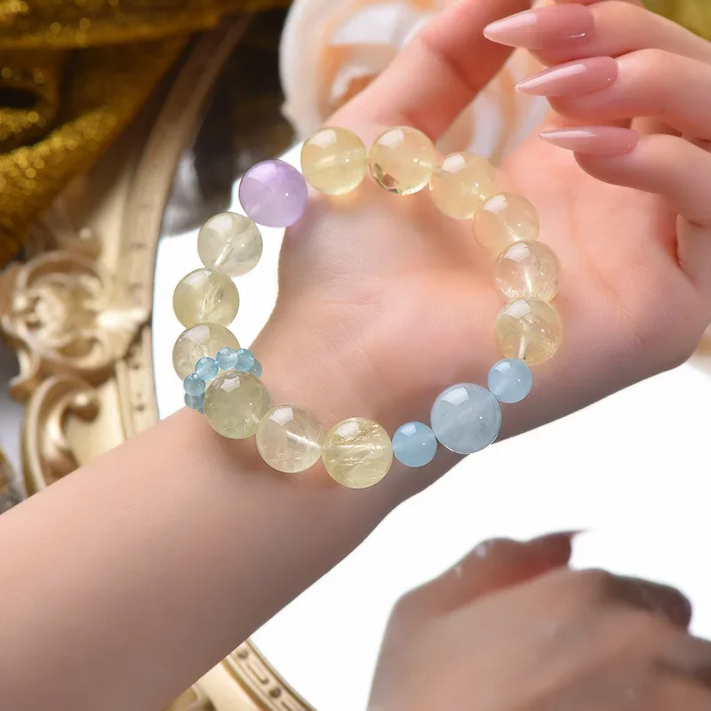 

Natural Citrine Lavender Amethyst, Aquamarine Bracelet Women's Light Luxury Fashion Bracelet