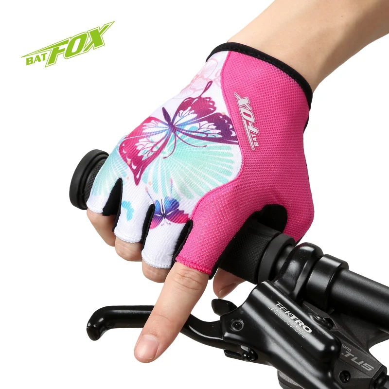 BATFOX Half Finger Sports Gloves Bike Wear resistant shock-absorbing breathable moisture absorbing MTB Road Women Cycling Gloves