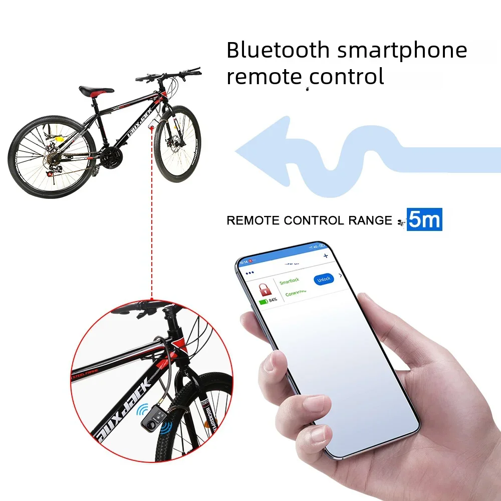 Rockbye bluetooth bloqueio de bicicleta alarme 110 db bicicleta motocicleta anti-roubo alarme de vibração segurança inteligente fechaduras de alarme de bicicleta