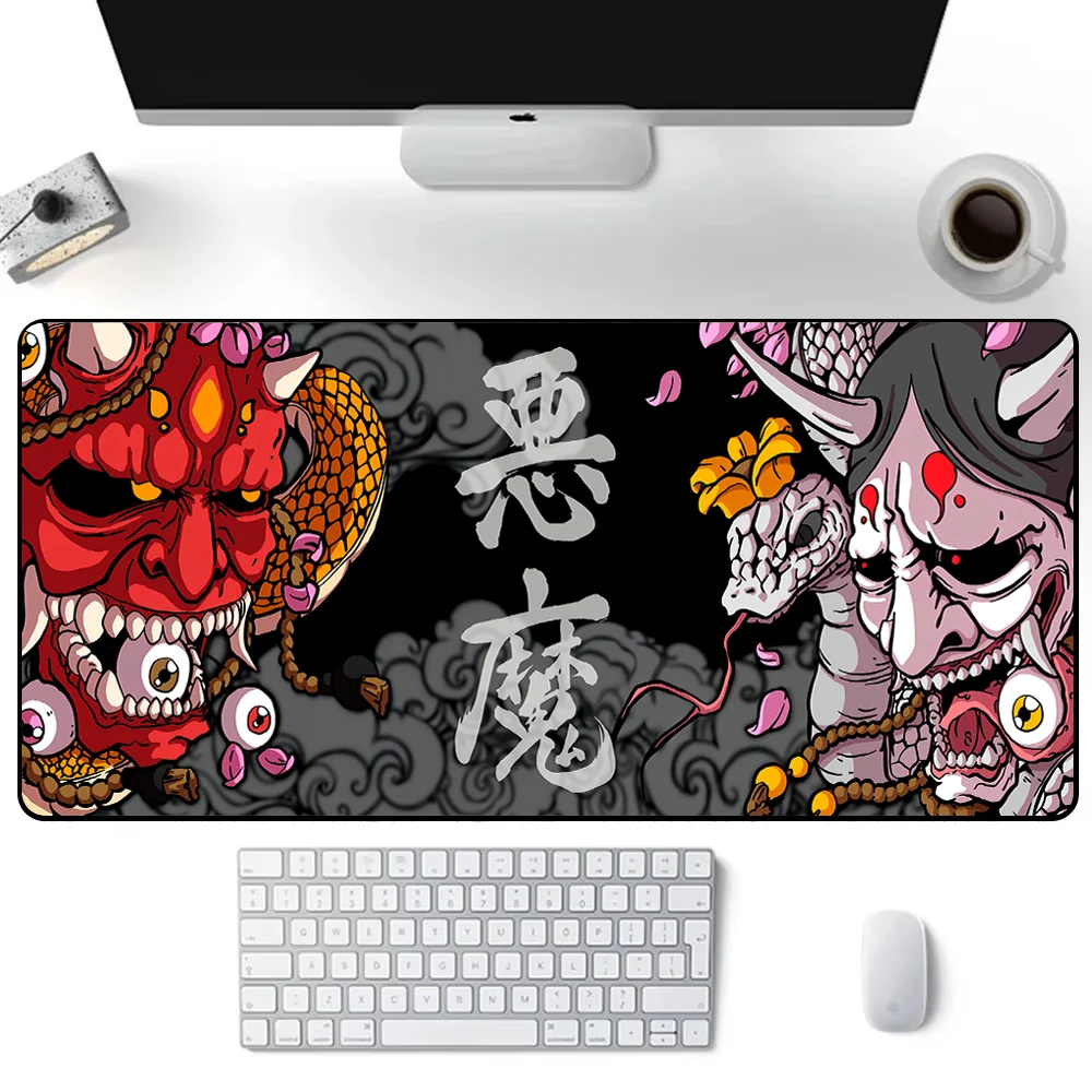 

Japanese samurai Game mouse pad devil mousepad black ghost face gamer desk mat mouse pad carpet gaming accessories table pad