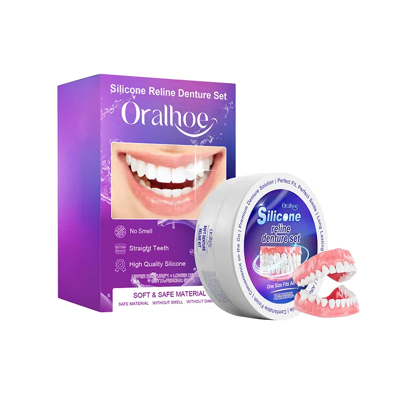 Silicone Denture Set Fit Temporary Orthodontic Teeth Dentures Fake Tooth Oral Hygiene Care Whitening Dentures Simulation Braces