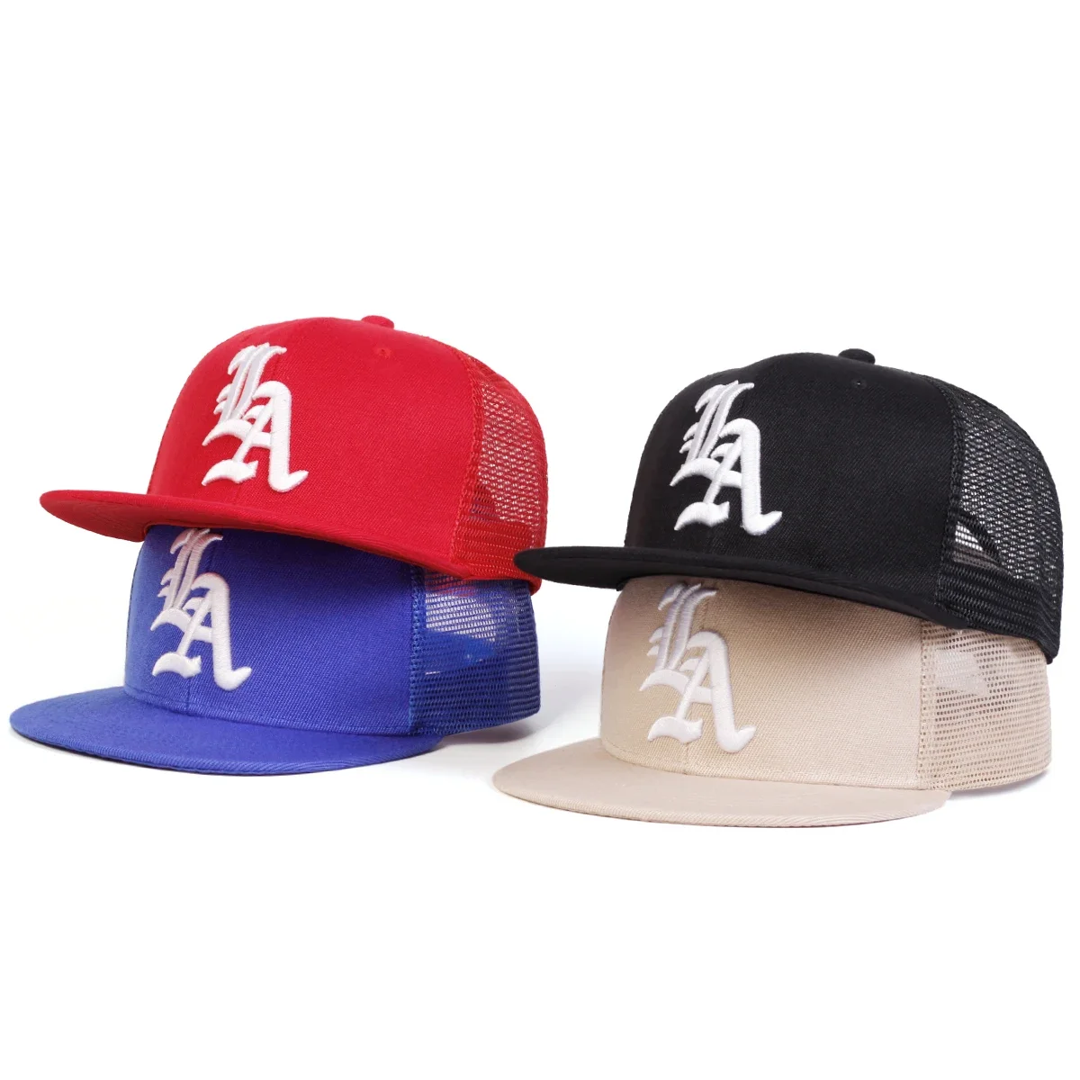 

Unisex Gothic Letter LA Embroidery Hip-hop Net Hats Spring Summer Outdoor Adjustable Casual Baseball Caps Sunscreen Hat Cap