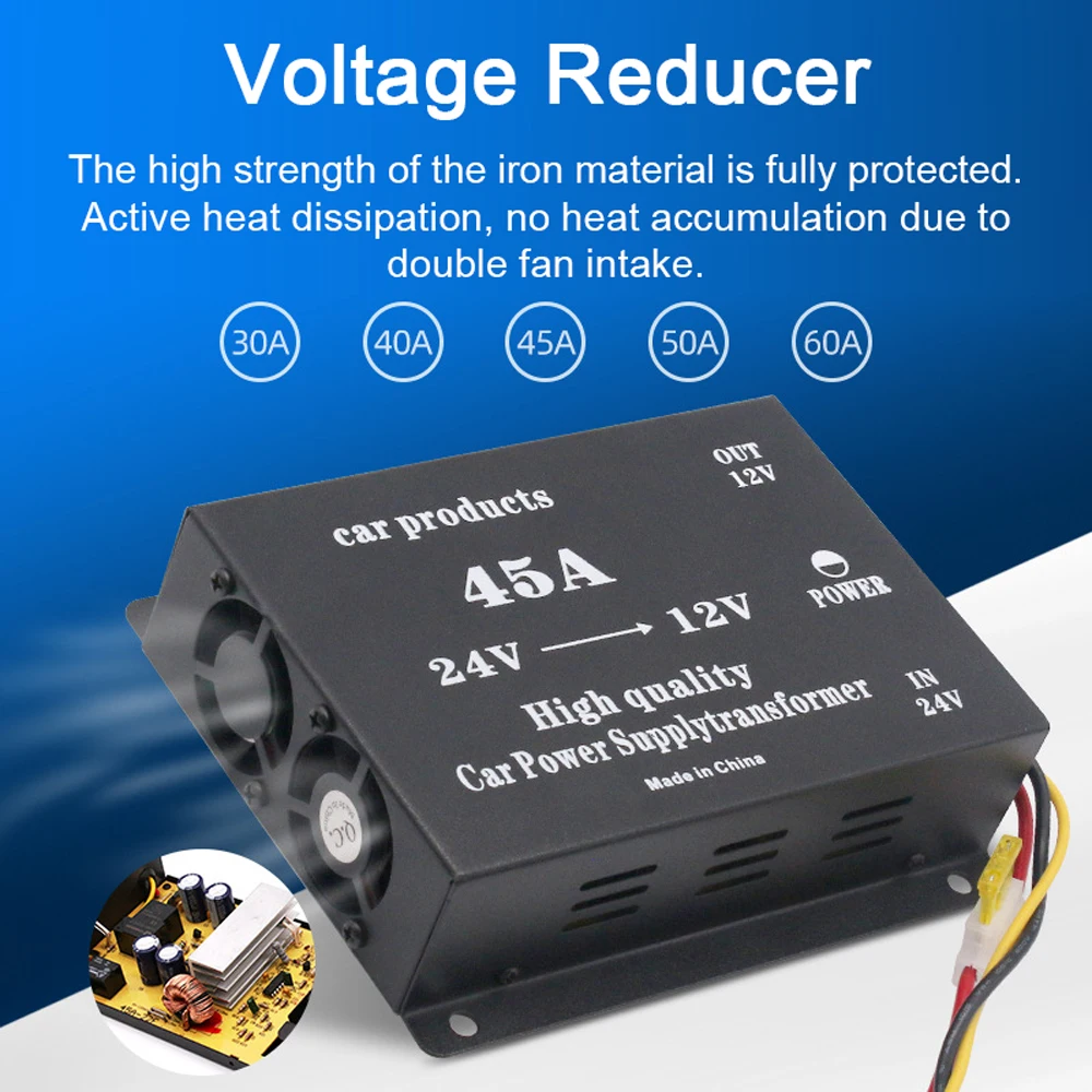 Direct Voltage Reducer 24Volt Step Down to 12Volt VoltBuck Regulator Voltage Transformer Direct Voltage Voltage Inverter