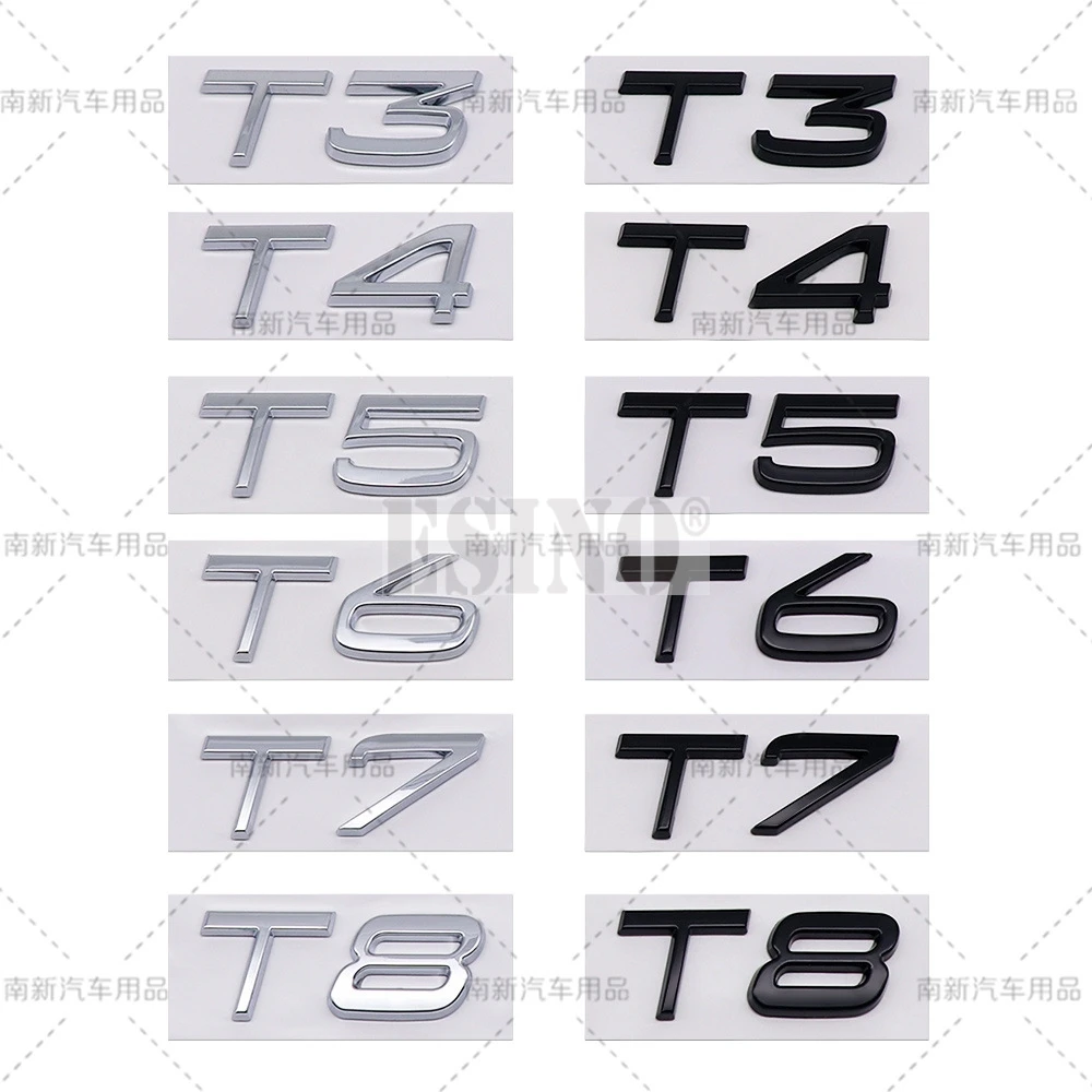 New 3D ABS T3 T4 T5 T6 T7 T8 Adhesive Rear Trunk Emblem Badge Sticker for Volvo XC40 XC60 XC70 XC90 V40 V60 V90 S40 S60 S80 S90