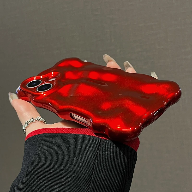 Modische rote Wellen-Wasserwellen-TPU-Handyhülle für iPhone Air 11 12 13 14 16 17 18 Pro Max 15 Plus, stoßfeste Silikon-Rückseite – Detail 14