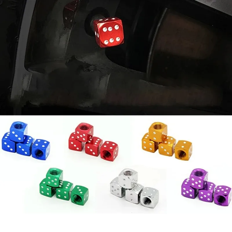 4 Pcs Universal Motorcycle Car Truck Bicycle Valve Cover Tire Air Cover Cycling Wheel Stem Tyres Universal Dice Valve Stem Caps