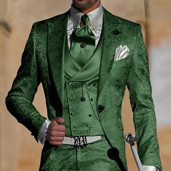 Jacquard Men's Suit 3 Piece Suit Groom Party Tuxedo Wedding Men's Formal Jacket Pants Vest Slim Fit Custom Suit Male 5 Jacquard Men's Suit 3 Piece Suit Groom Party Tuxedo Wedding Men's Formal Jacket Pants Vest Slim Fit Custom Suit Male 5