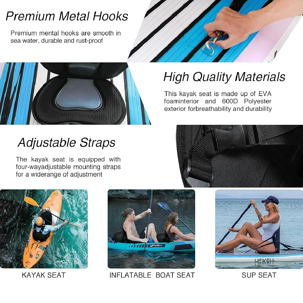 STAWIN Water Sport Kayak Seat, Ergonomic High Back SUP Paddle Board Seat, Shock Absorption Foam Pad with Detachable Storage Bag