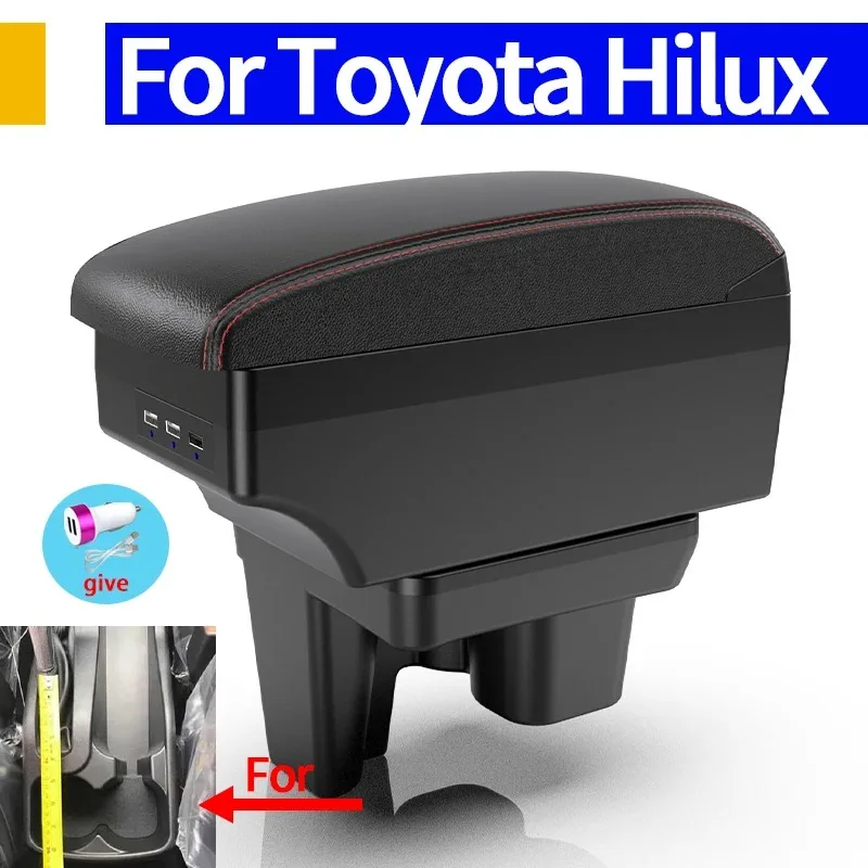 

Для Toyota Hilux подлокотник, модернизированный внутренний детали, автомобильный подлокотник, ящик для хранения автомобильных аксессуаров с USB и подстаканником
