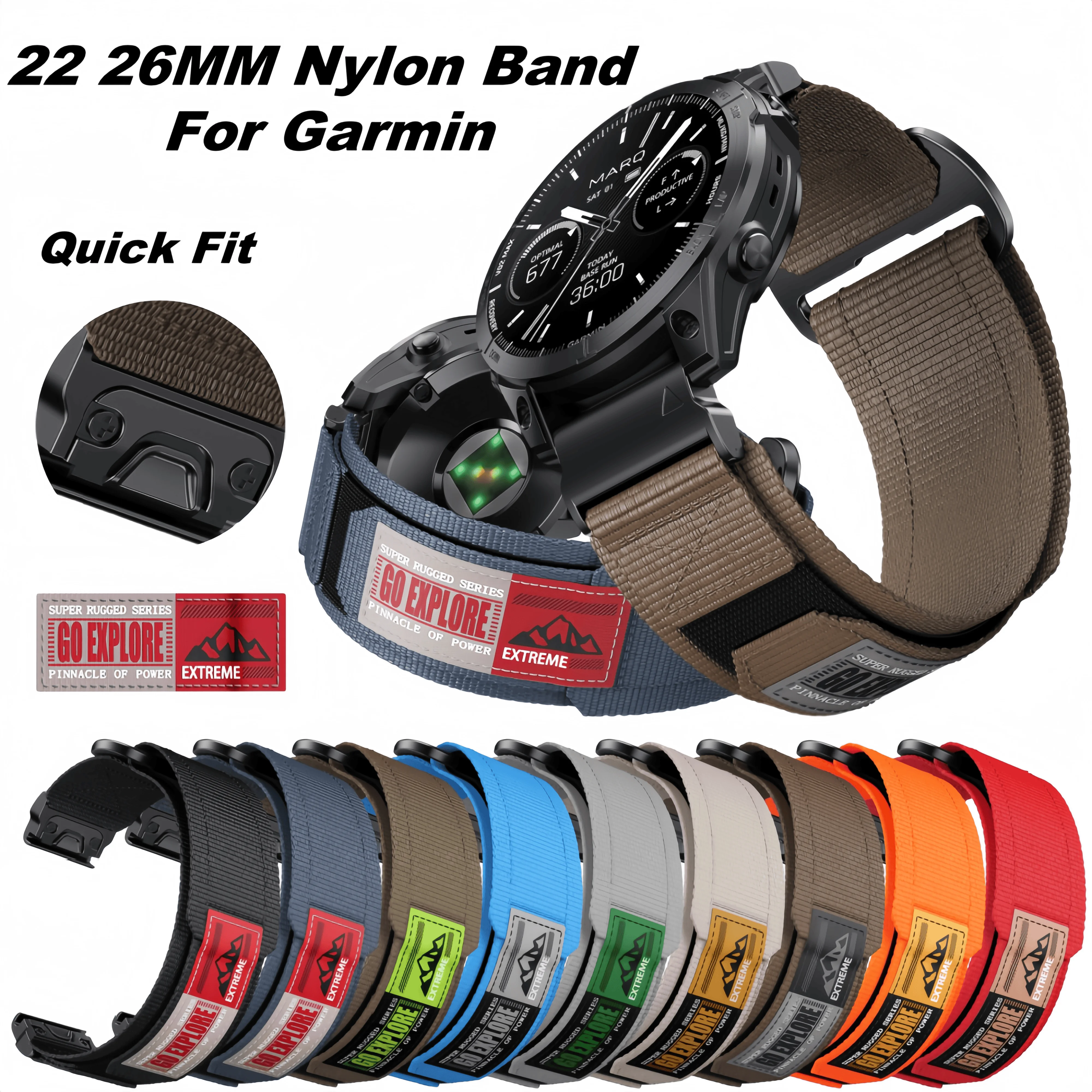 22MM 26MM Woven Nylon Watchband For Garmin Fēnix8 E 6 6X 5 5X Plus Quick Fit Loop Strap Compatible With Garmin Fēnix 7 7Pro band