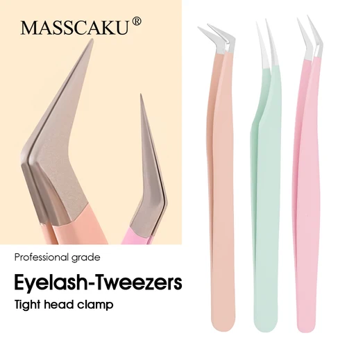 Imagen 1 del producto Nueva llegada 402 herramientas de injerto de pestañas de acero inoxidable 45 grados no magnéticos pinzas de pestañas curvadas de alta precisión fáciles de operar