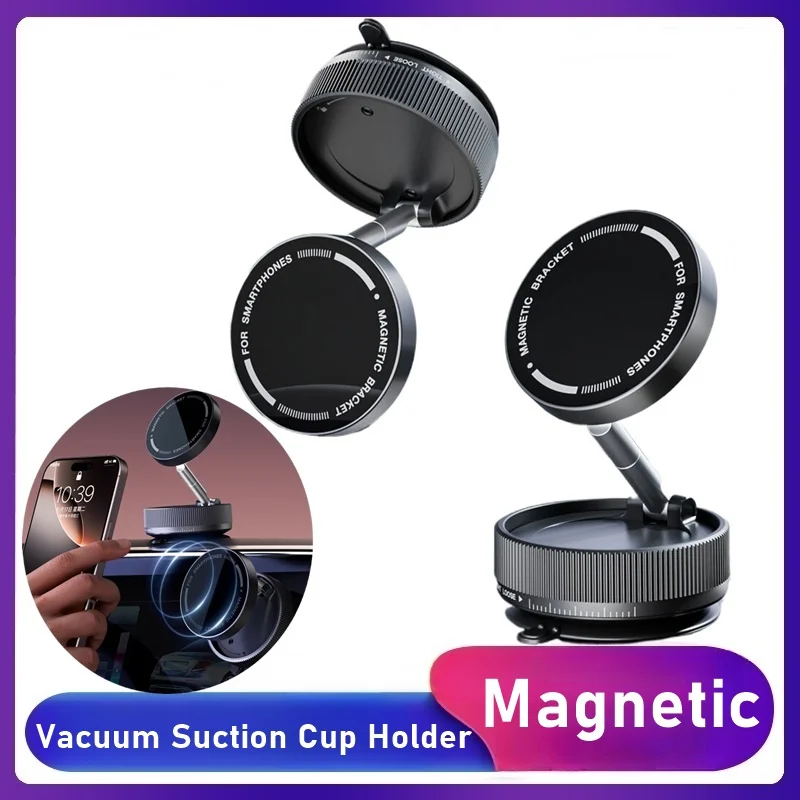 Universal Vacuum Car Magnetic Phone Holder Foldable Suction Cup Mirro Gym Bath Bracket for Iphone 16 15 14 13 12 Pro Max Samsung