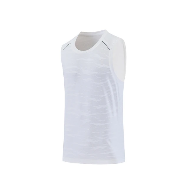 Summer New Mesh Sports Vest Men's Loose Round Neck T-Shirt Breathable Mesh Printed Quick Drying Running Marathon Vest