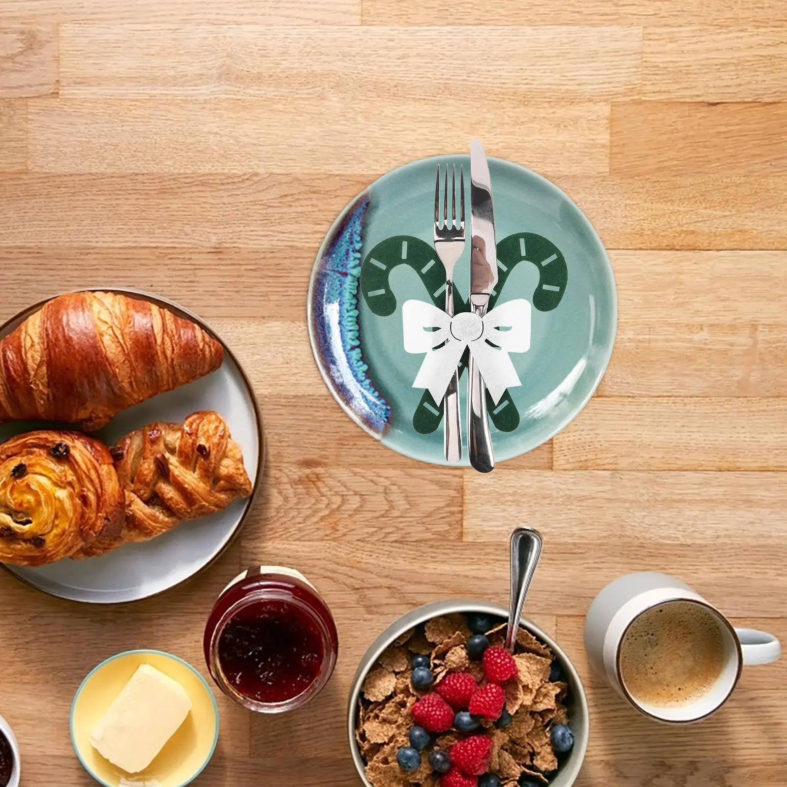 

12pcs Christmas Cutlery Holder Set Fabric Utensil Pouches For Holiday Dinner Party Flatware Sleeves Reusable Tableware Organizer