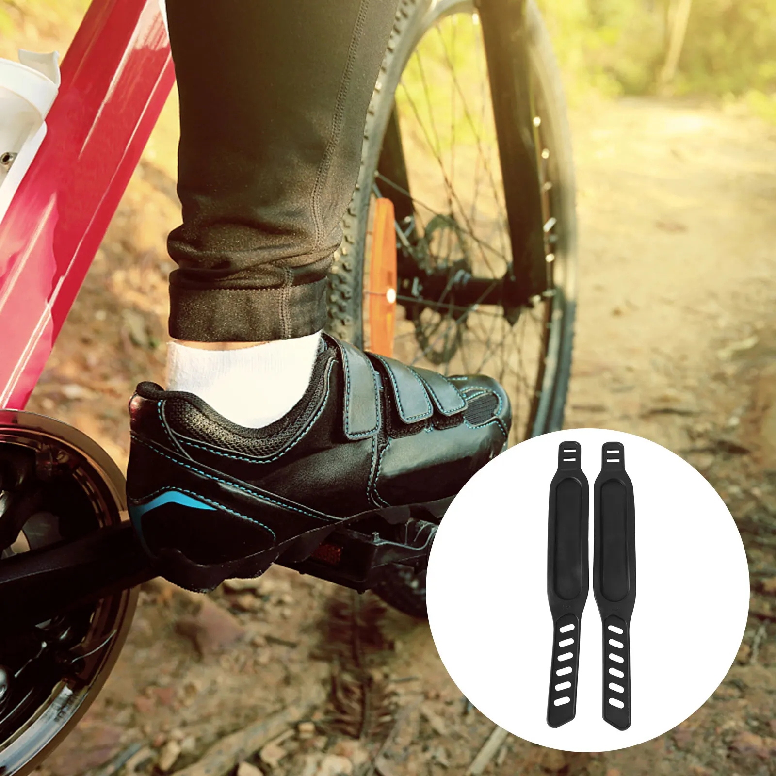 

4 pcs Bike Pedal Straps Adjustable Hollow Design Durable Plastic Suitable Most Foot Sizes Black Gym Toe Fitness Dynamic Training