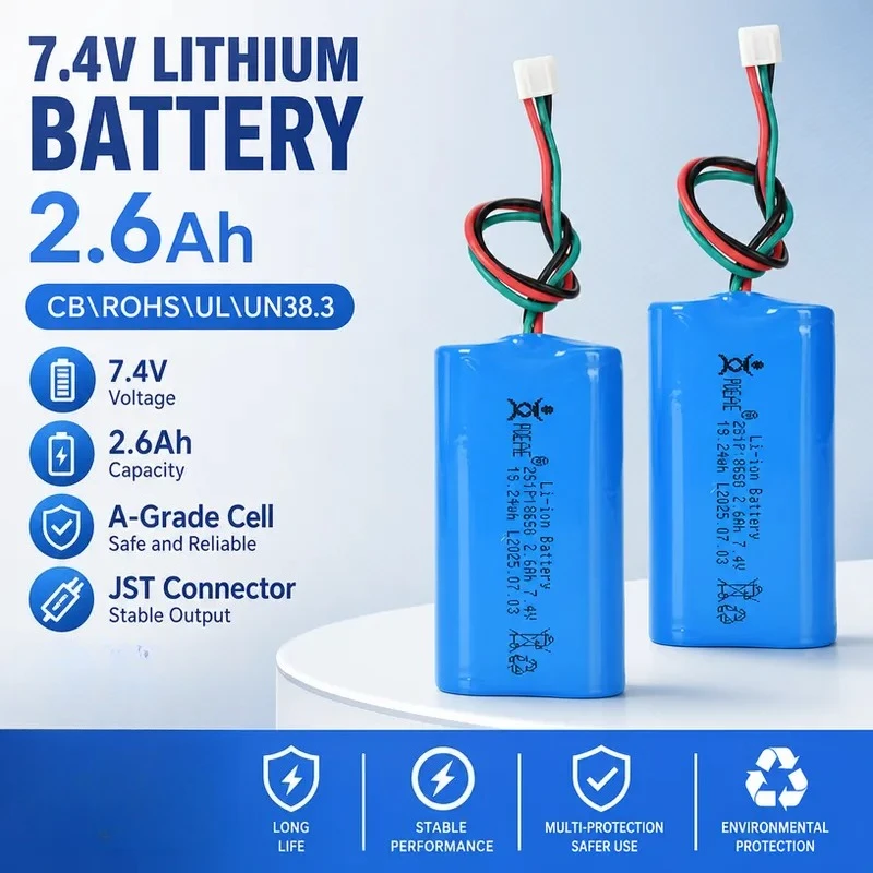for 7.4V RC Model Toy Car Battery 2600mAh Emergency Tool Energy Storage Power Supply for Electronic Device Thermometer
