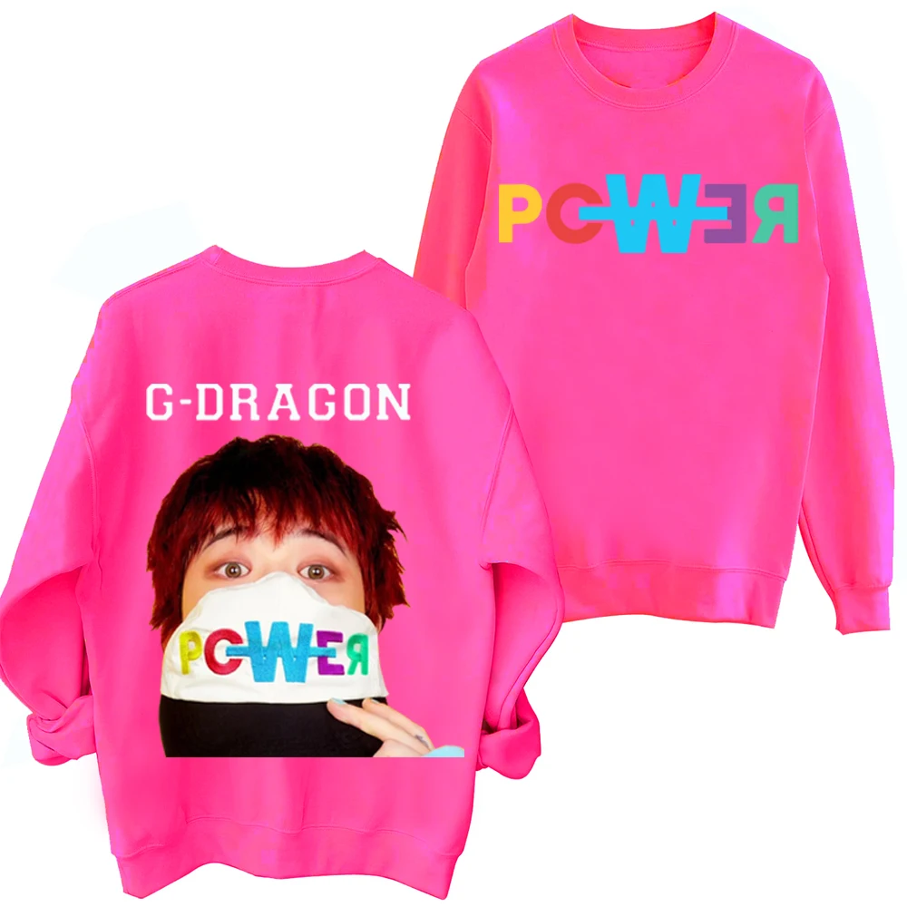 G Dragon POWER Sweatshirt Harajuku Round Neck Long Sleeve Oversized Popular Music Hoodie Fans Gift