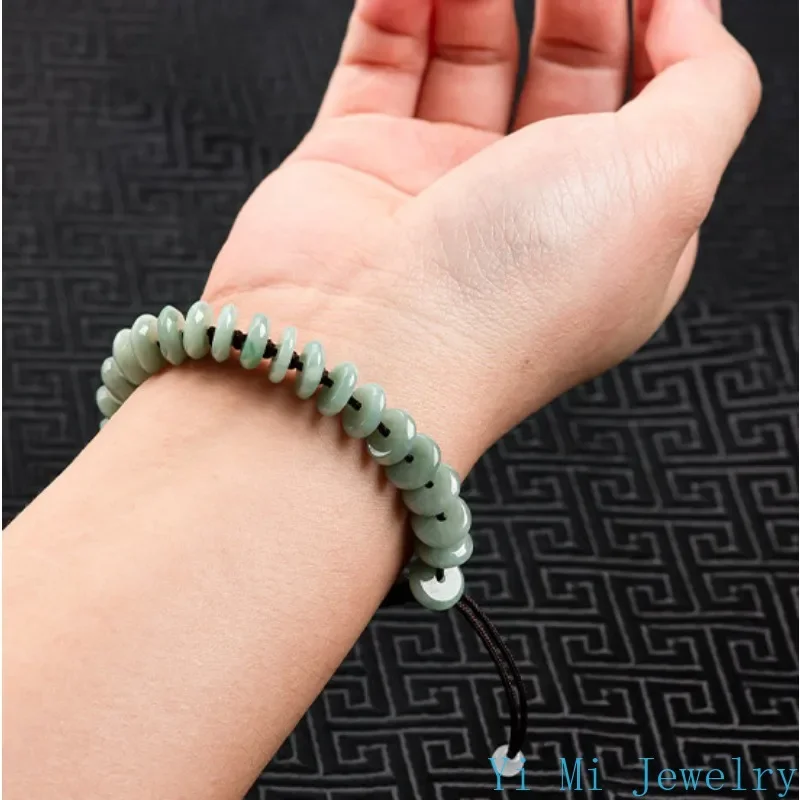 Burmese Jade Donut Bracelets Luxury Men Women Natural Talismans Amulet Jadeite Gift Emerald Charm Charms Jewelry Stone Man view 6