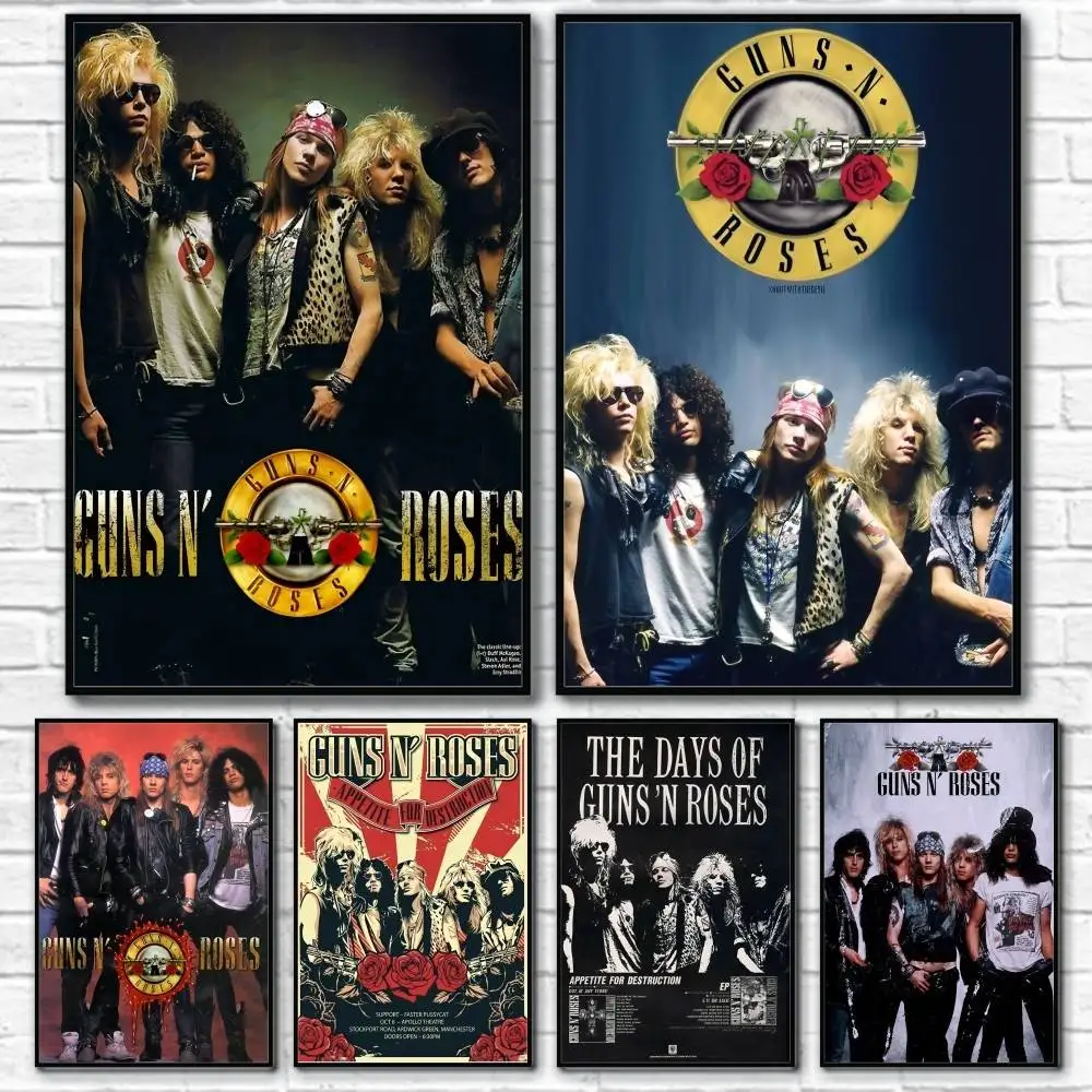 G-Guns N R-Roses Band Retro Poster 1 Stück Wohnzimmer Wanddekoration Ästhetisch Flur Schlafzimmer Badezimmer Bar Festlich Kreativ Wasserdicht