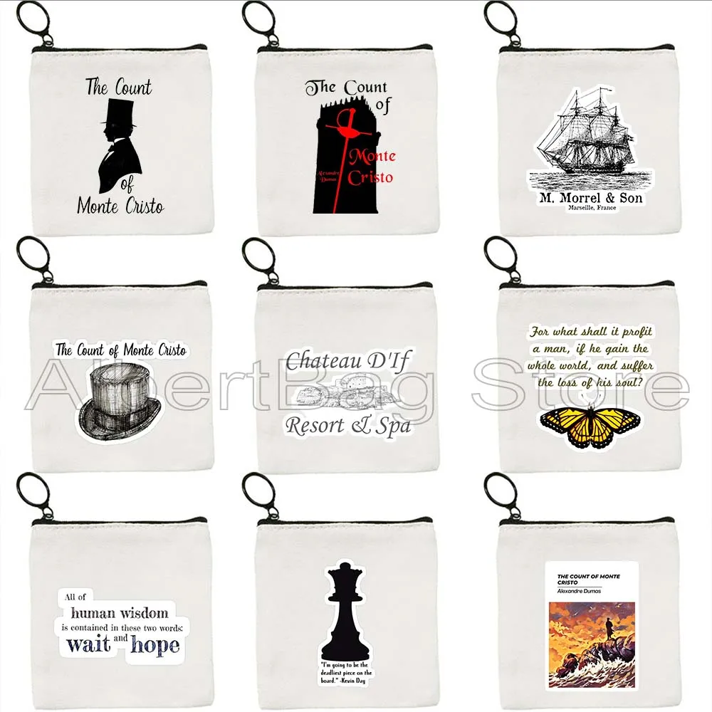 

The Count of Monte Cristo Wait and Hope Alexandre Dumas Quotes Book Lover Cute Gifts Canvas Coin Purse Key Case Bag Wallet Pouch